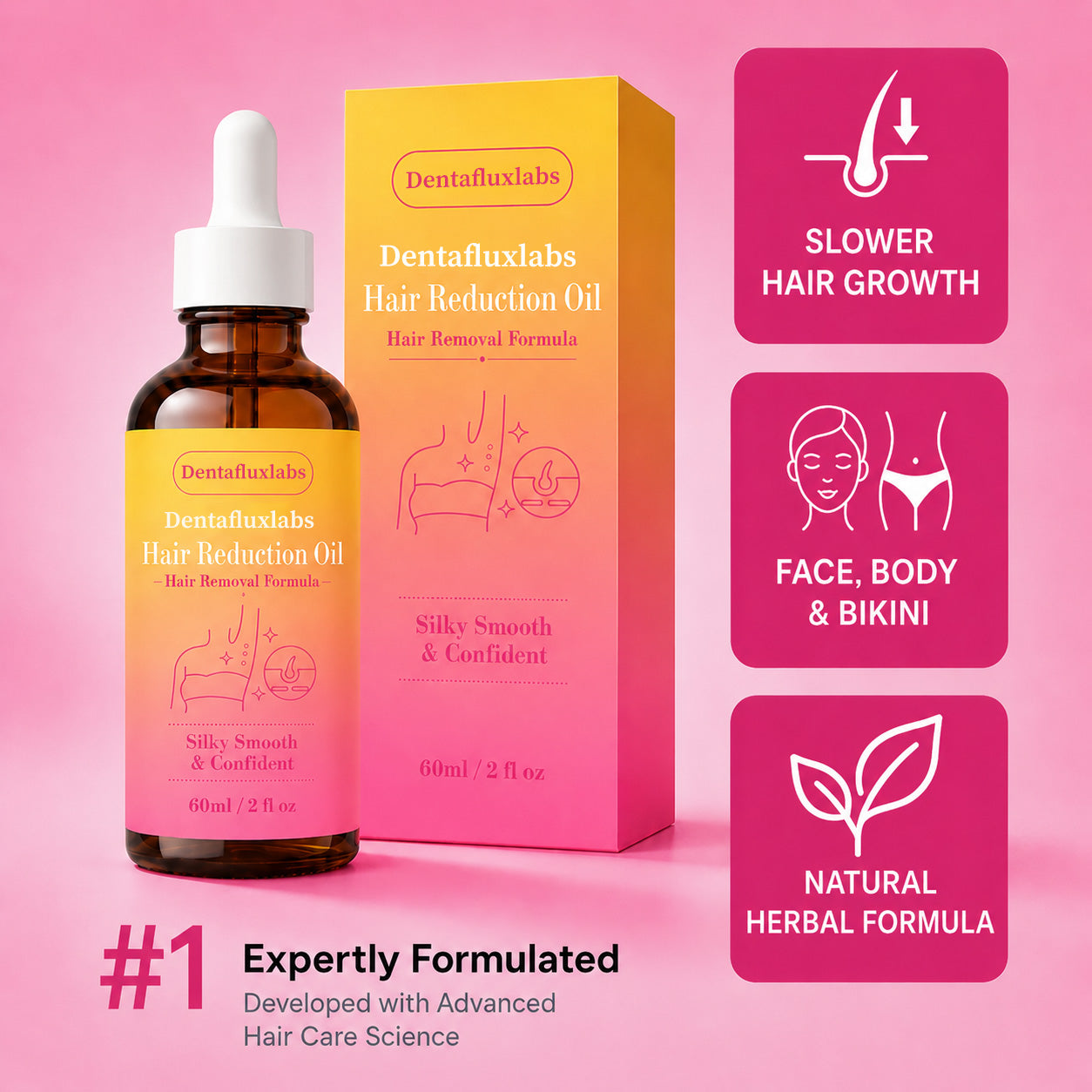🔥LAST DAY 60% OFF  Dentafluxlabs Hair Reduction Oil 60 ml – Permanent Hair Removal Oil