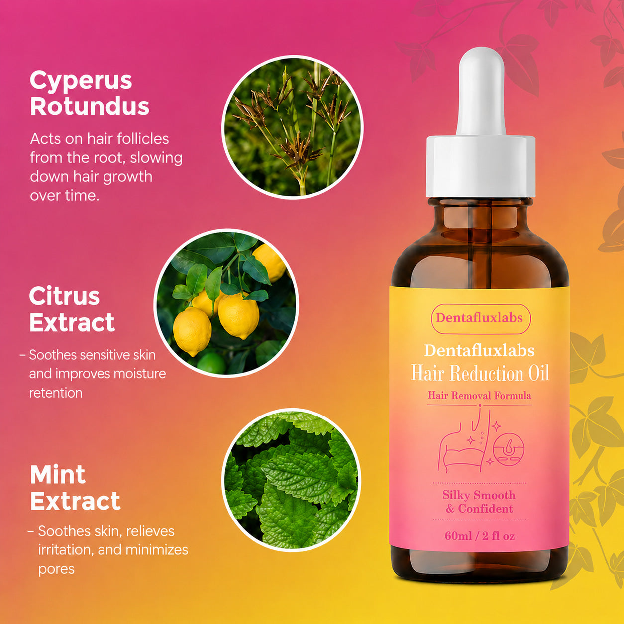 🔥LAST DAY 60% OFF  Dentafluxlabs Hair Reduction Oil 60 ml – Permanent Hair Removal Oil