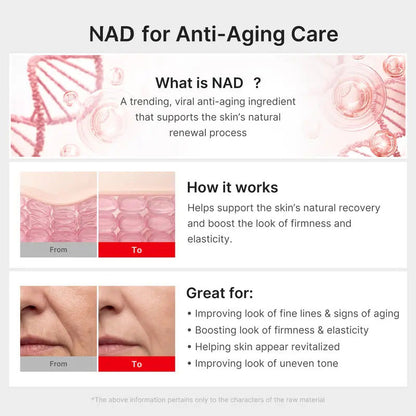 Advanced Korean skincare powered by NAD, EGF, and firming actives to visibly tighten, hydrate, and rejuvenate tired skin.